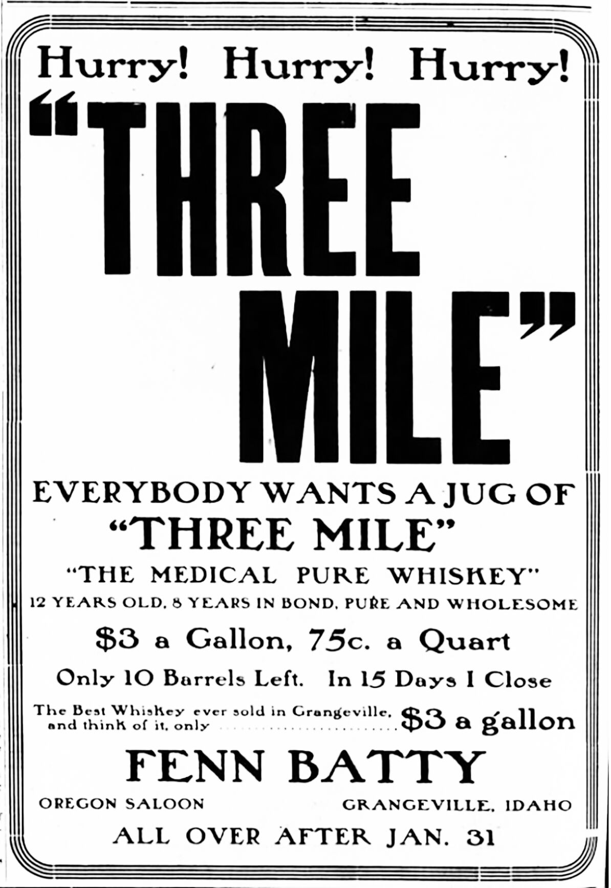 Three Mile advertisement photo